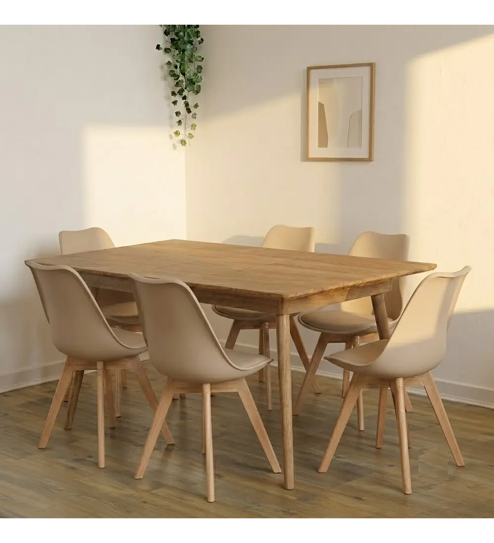 Comedor Mesa Expandible Zeus + 6 Sillas Tulip