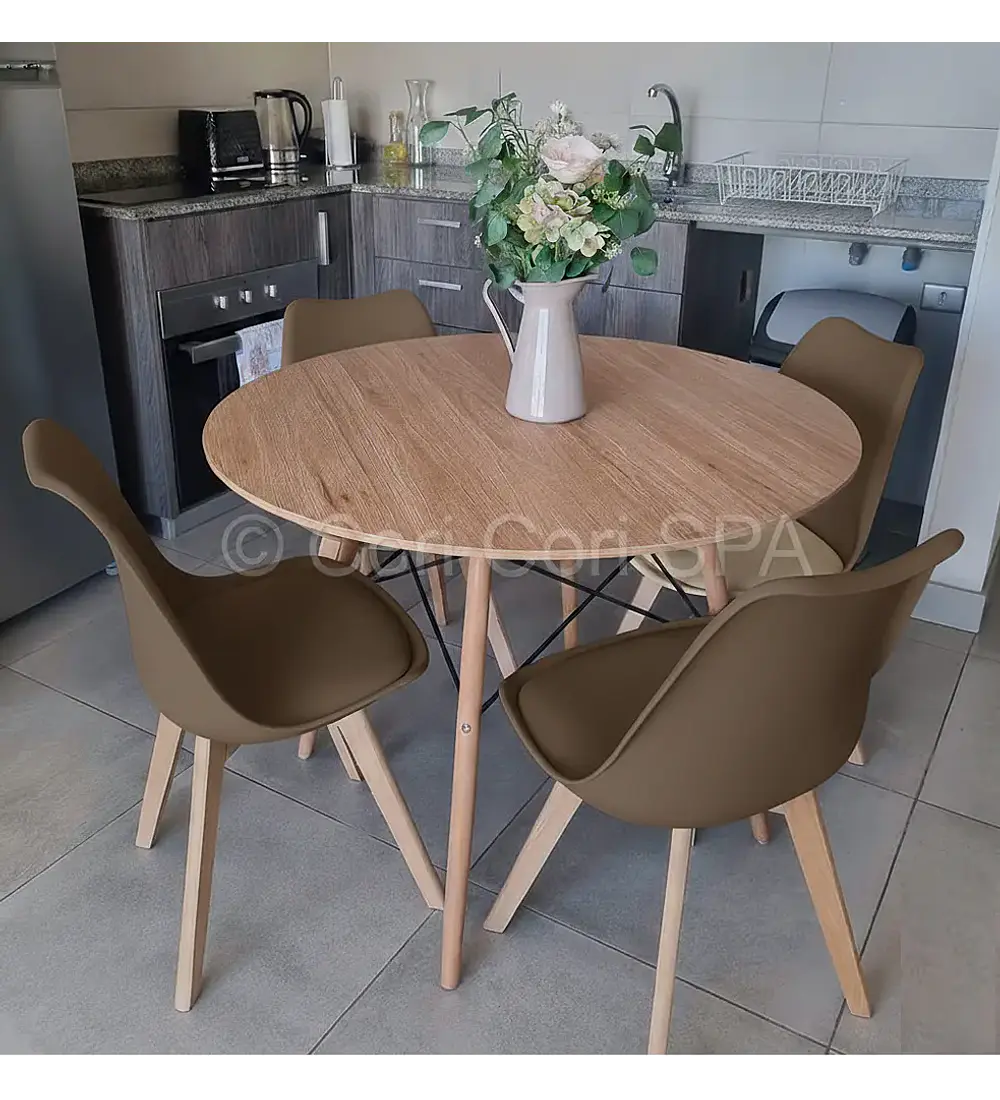 Comedor Mesa Wood 120cm + 4 Sillas Tulip  