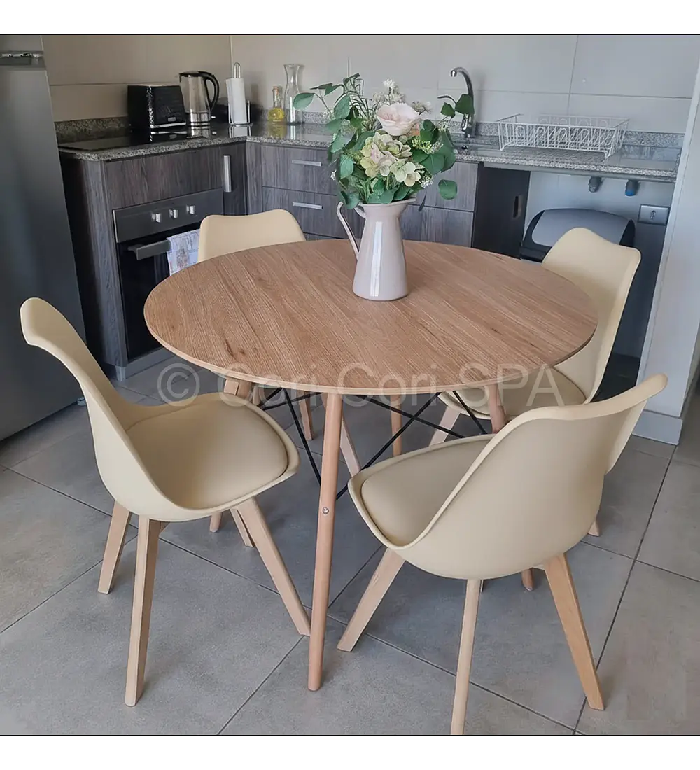 Comedor Mesa Wood 120cm + 4 Sillas Tulip  