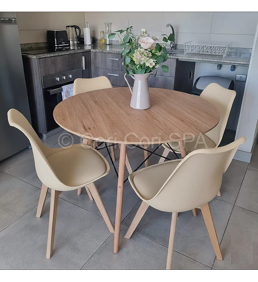 Comedor Mesa Wood 120cm + 4 Sillas Tulip  