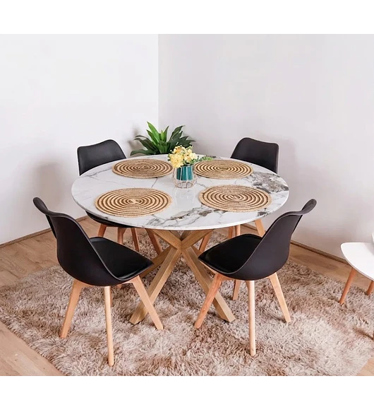 Comedor Warwick Stone Wood  + 4 Sillas Tulip