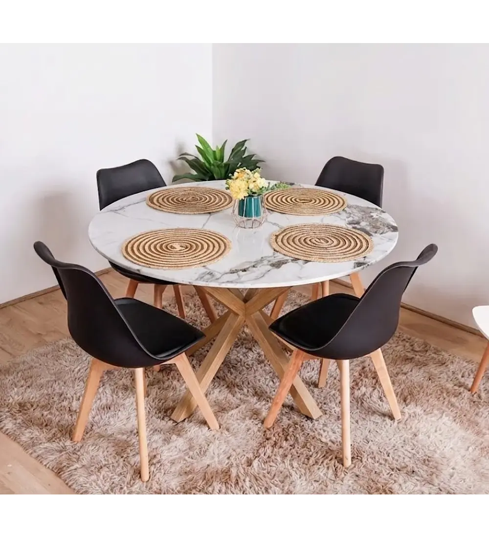 Comedor Warwick Stone Wood  + 4 Sillas Tulip