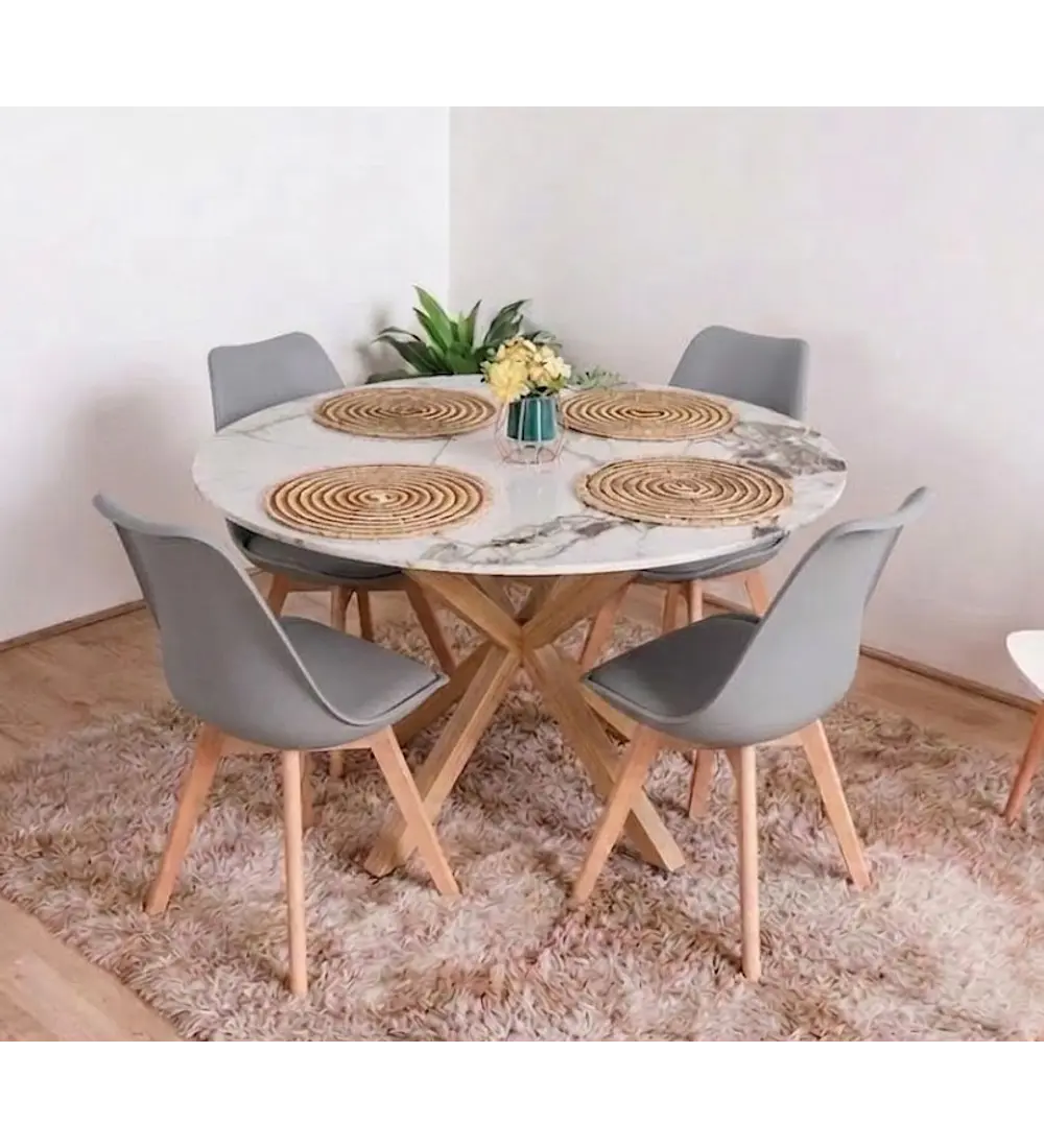 Comedor Warwick Stone Wood  + 4 Sillas Tulip