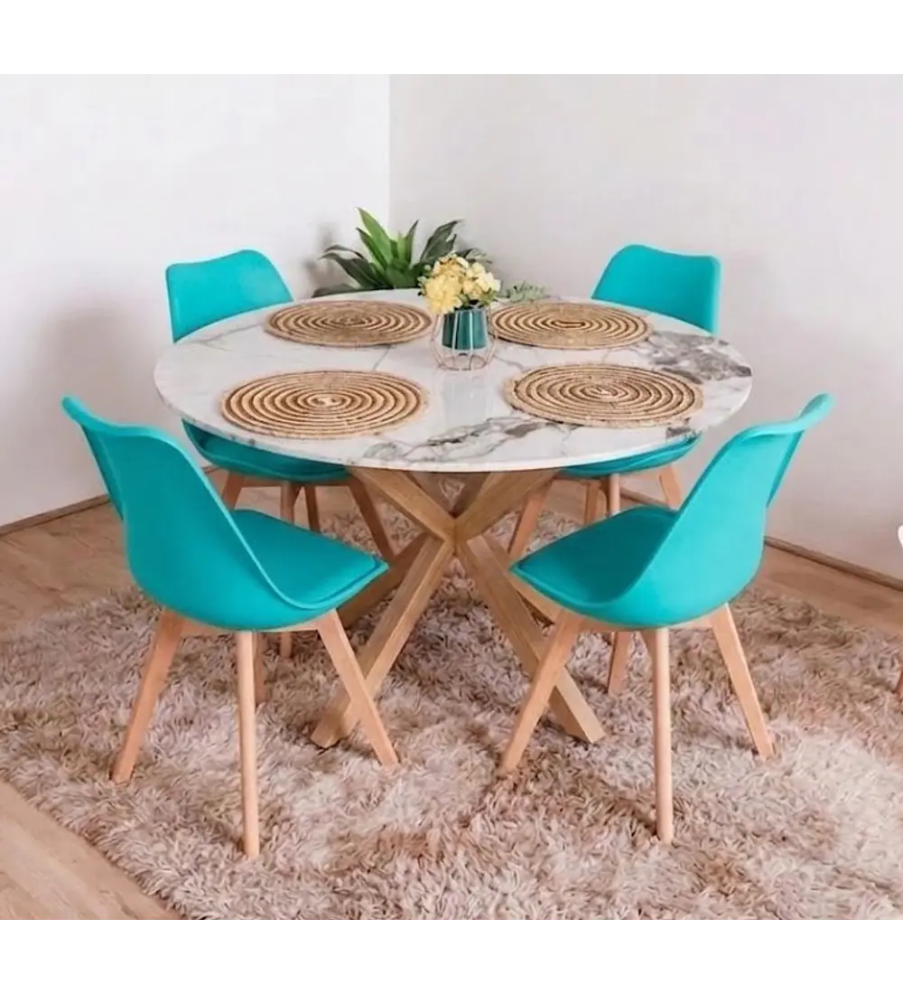 Comedor Warwick Stone Wood  + 4 Sillas Tulip