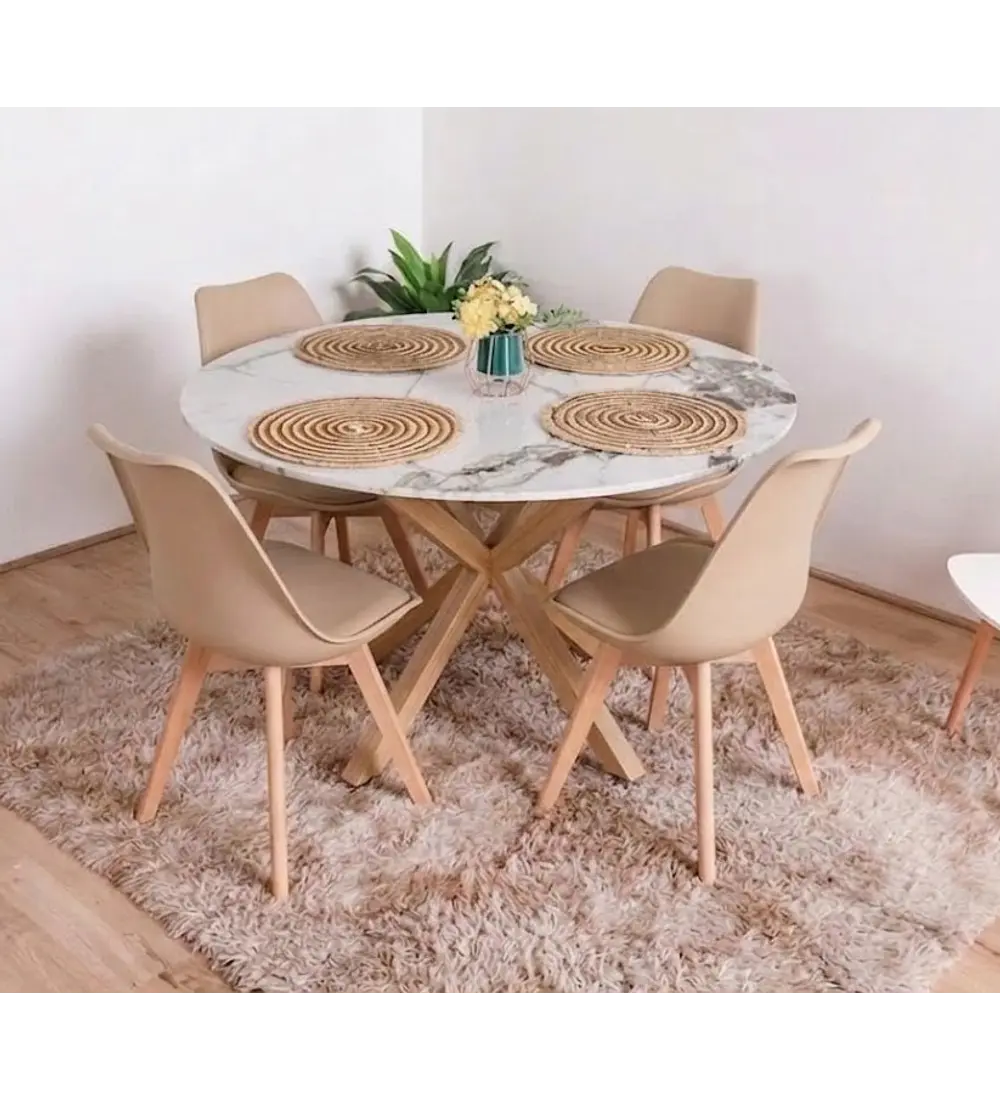 Comedor Warwick Stone Wood  + 4 Sillas Tulip
