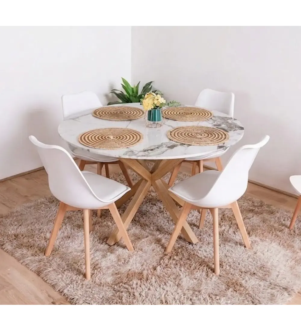 Comedor Warwick Stone Wood  + 4 Sillas Tulip