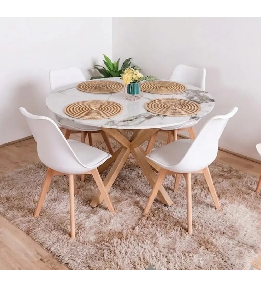 Comedor Warwick Stone Wood  + 4 Sillas Tulip