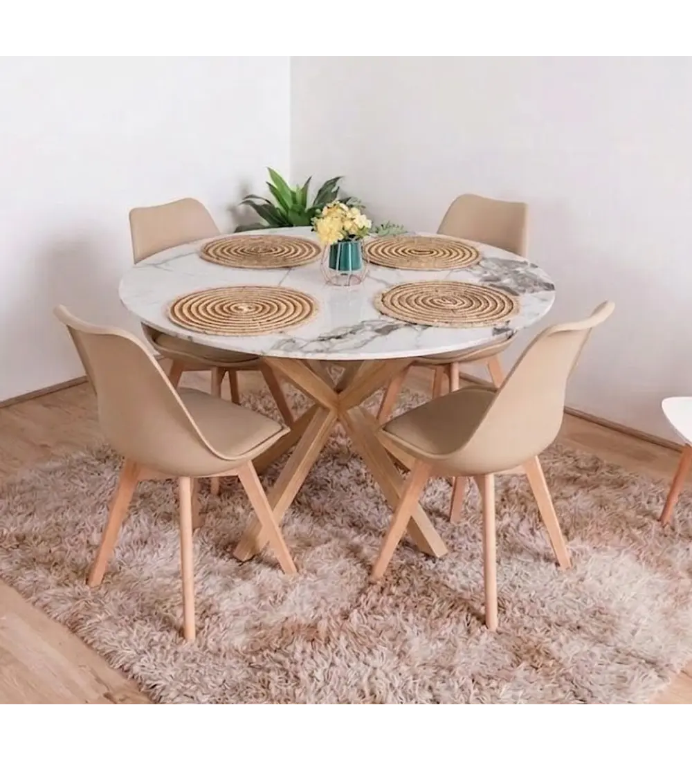 Comedor Warwick Stone Wood  + 4 Sillas Tulip