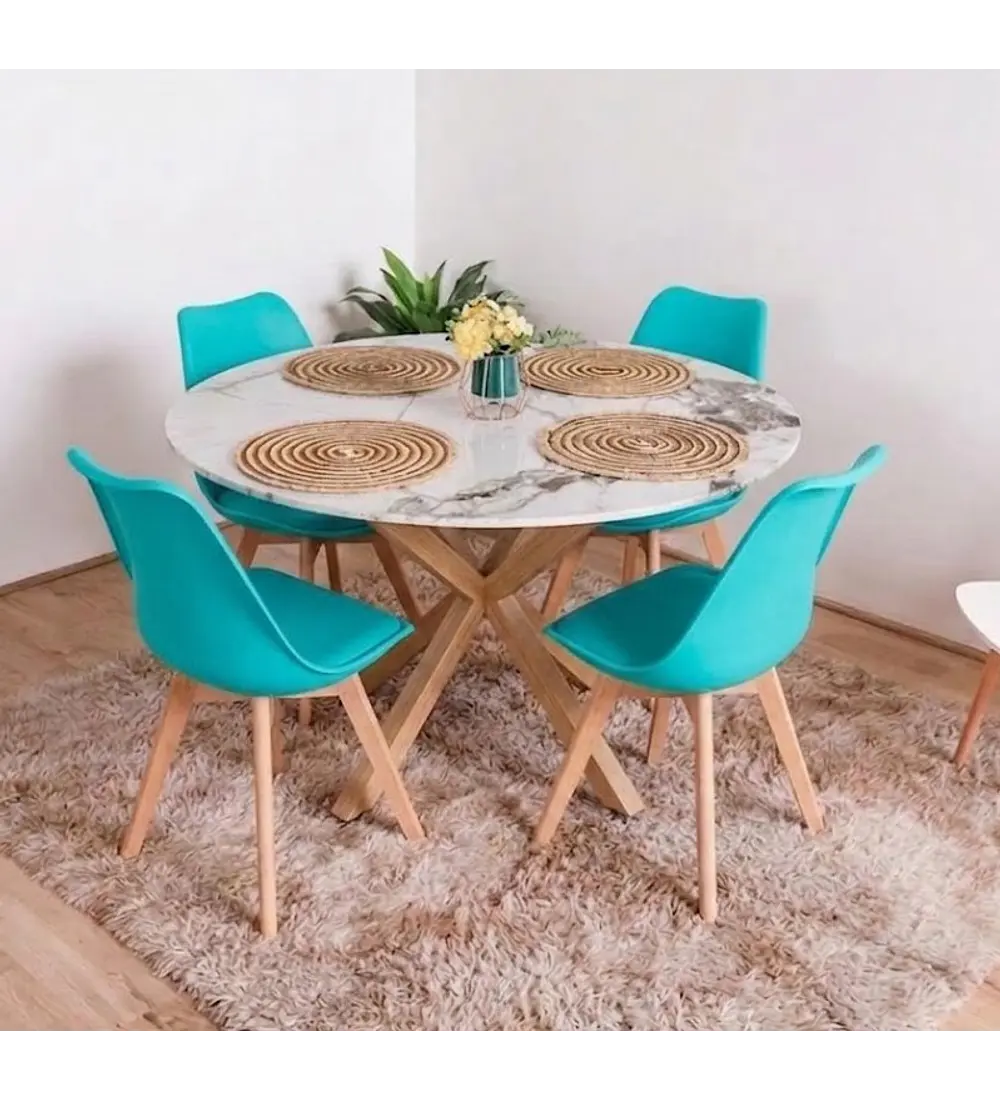 Comedor Warwick Stone Wood  + 4 Sillas Tulip