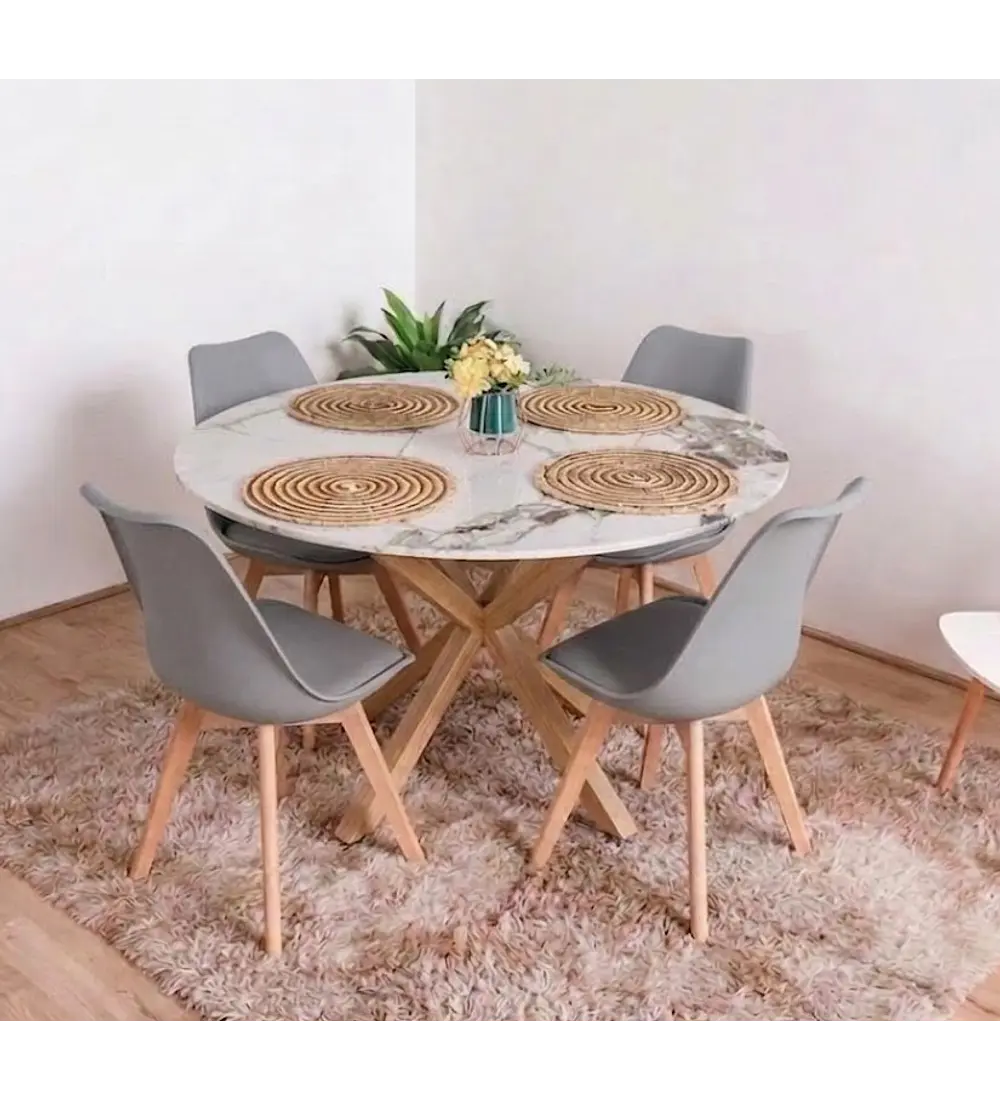 Comedor Warwick Stone Wood  + 4 Sillas Tulip