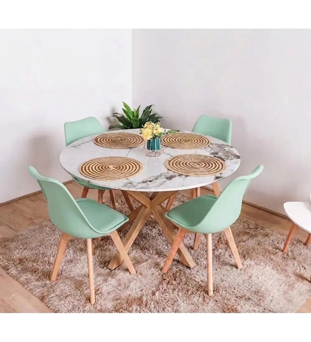 Comedor Warwick Stone Wood  + 4 Sillas Tulip
