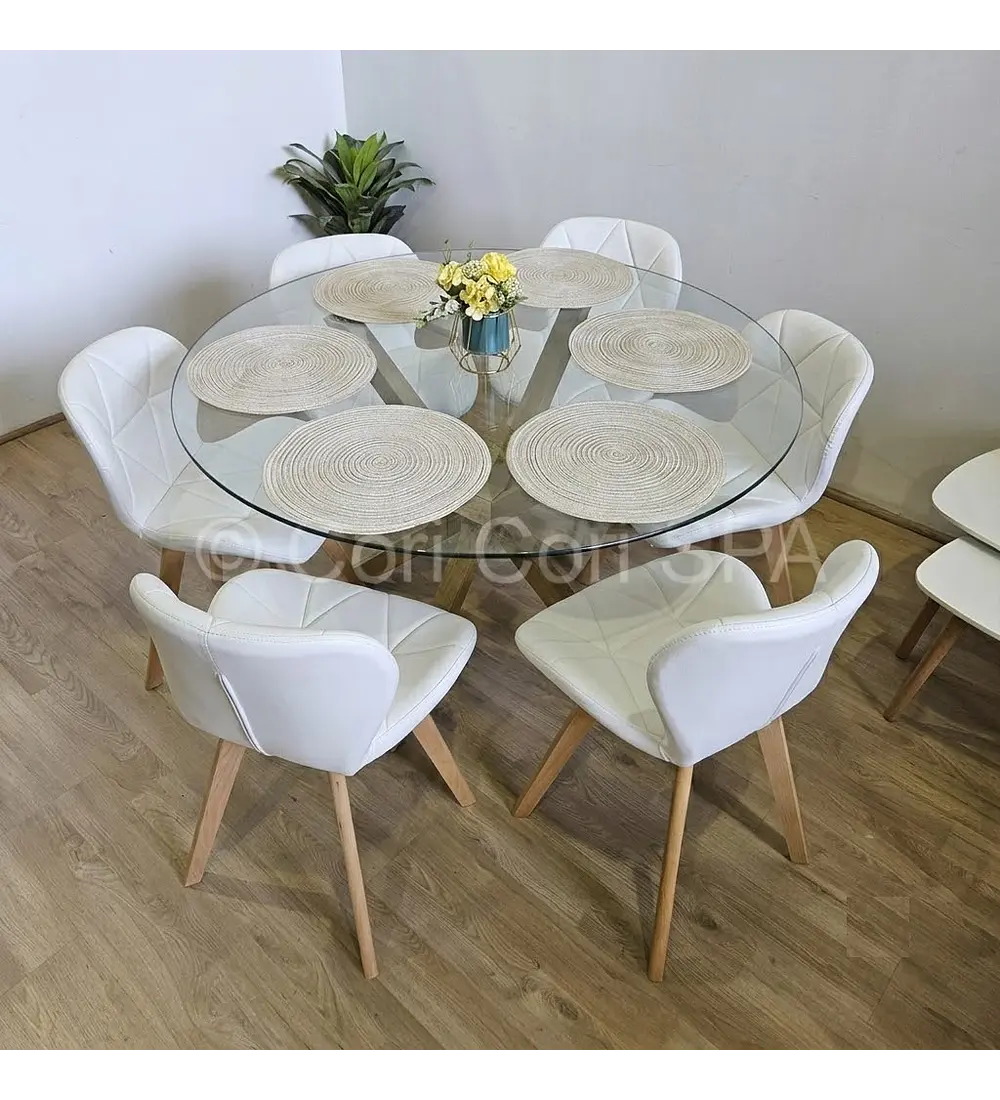 Comedor Mesa Warwick 120cms + 6 Sillas Mariposa Wood 