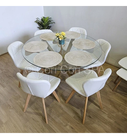 Comedor Mesa Warwick 120cms + 6 Sillas Mariposa Wood 