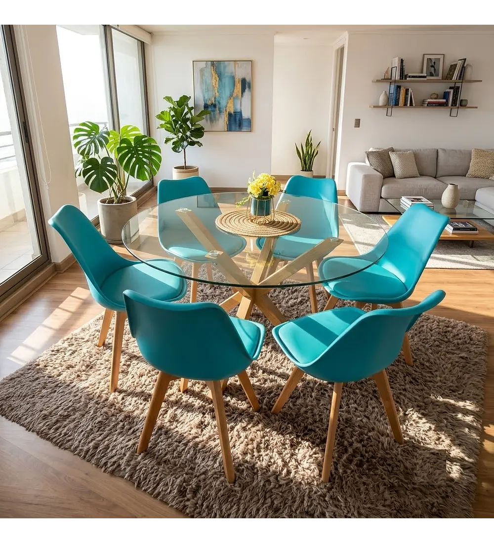 Comedor Warwick 120cm + 6 Sillas Tulip
