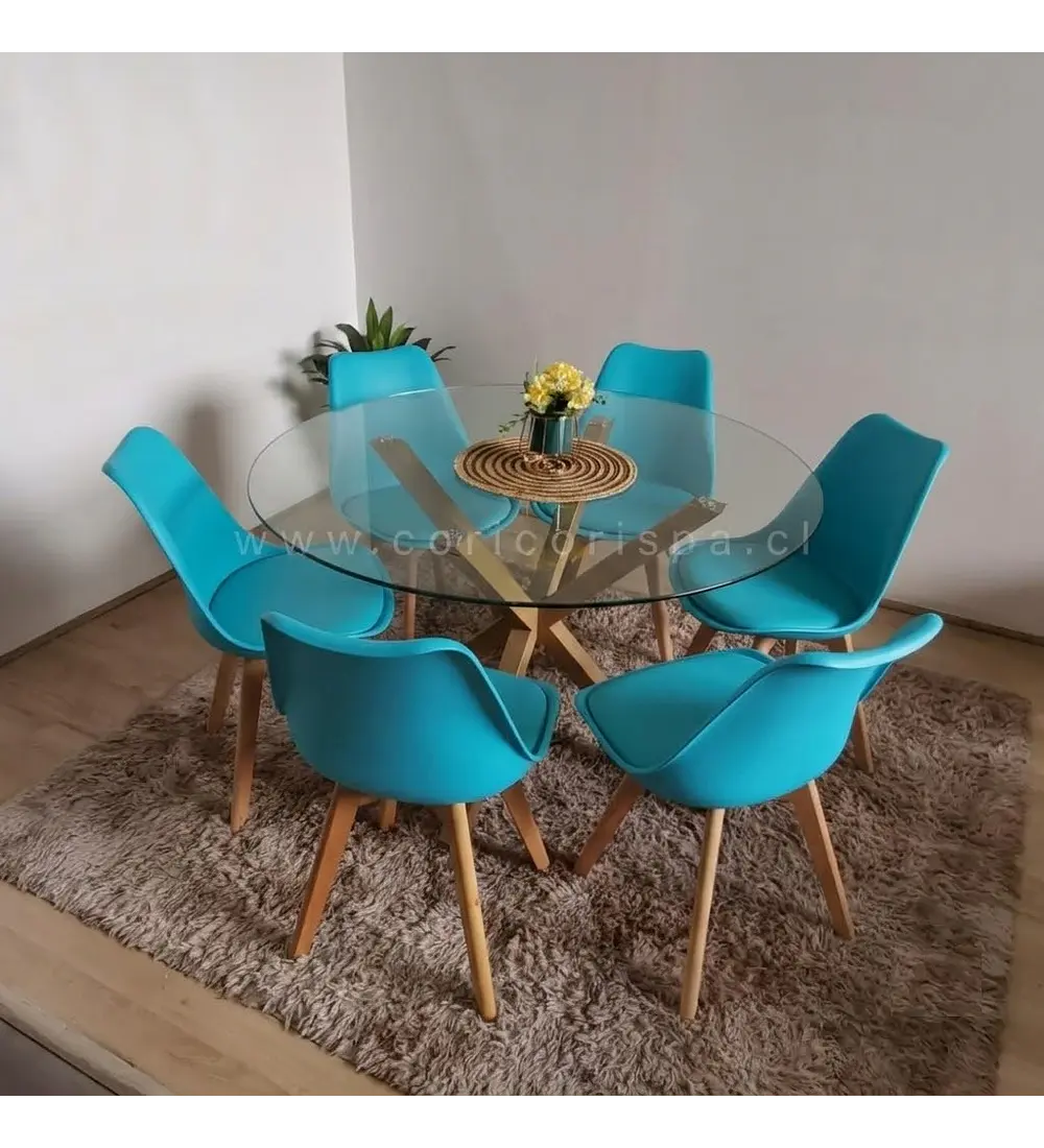 Comedor Warwick 120cm + 6 Sillas Tulip