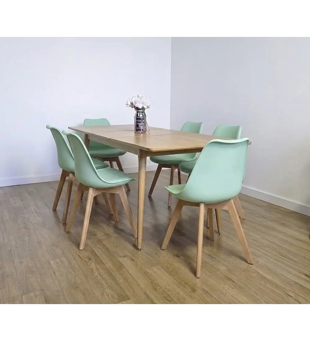 Comedor Mesa Expandible Zeus + 6 Sillas Tulip