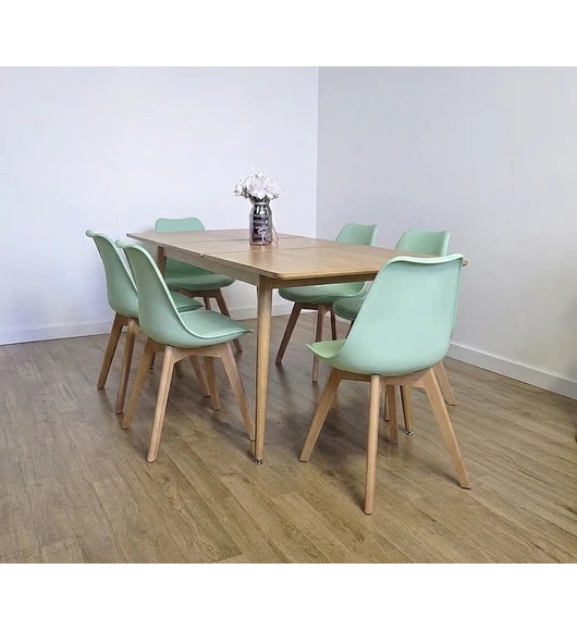 Comedor Mesa Expandible Zeus + 6 Sillas Tulip