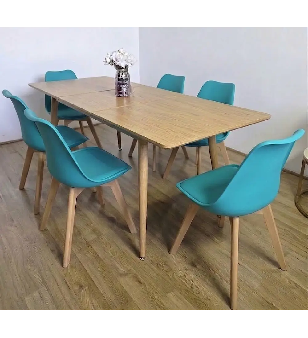 Comedor Mesa Expandible Zeus + 6 Sillas Tulip