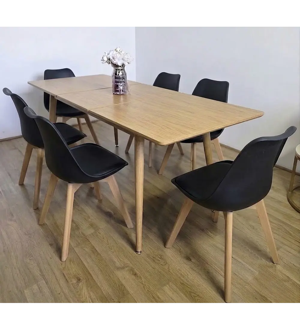 Comedor Mesa Expandible Zeus + 6 Sillas Tulip