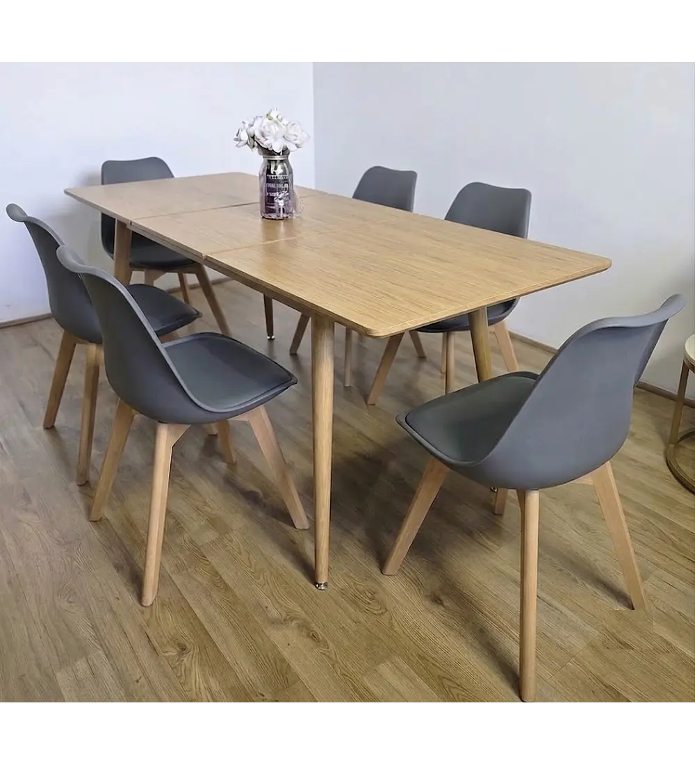 Comedor Mesa Expandible Zeus + 6 Sillas Tulip