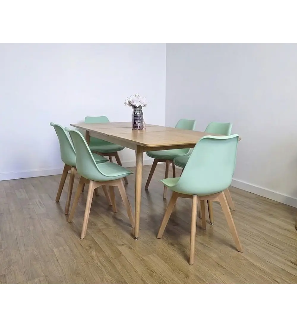 Comedor Mesa Expandible Zeus + 6 Sillas Tulip