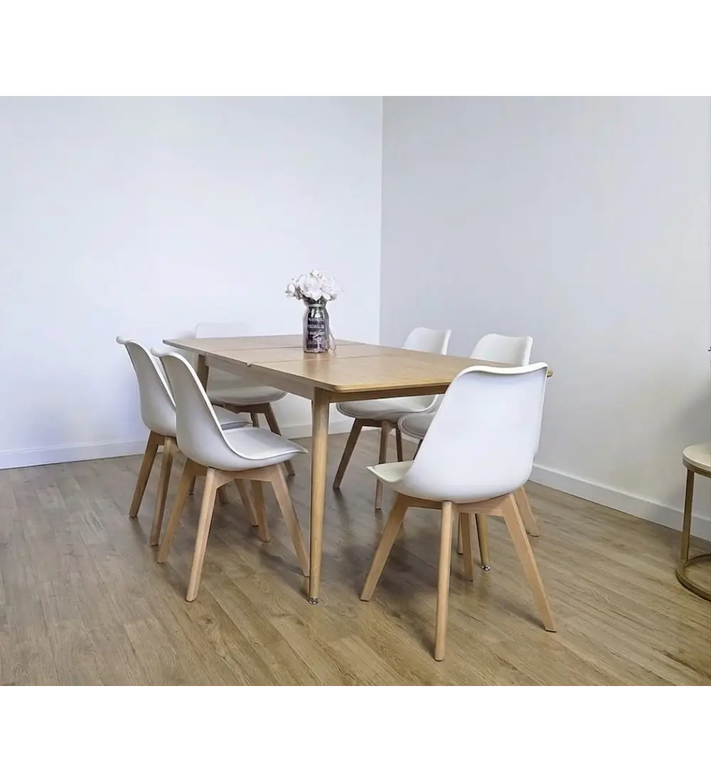 Comedor Mesa Expandible Zeus + 6 Sillas Tulip