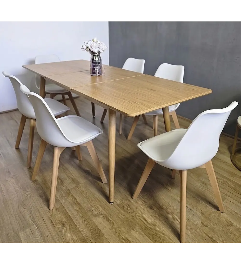 Comedor Mesa Expandible Zeus + 6 Sillas Tulip
