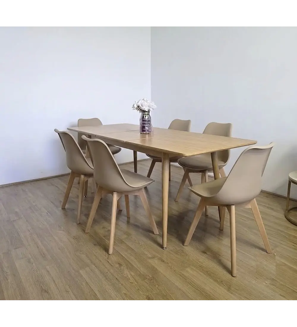 Comedor Mesa Expandible Zeus + 6 Sillas Tulip