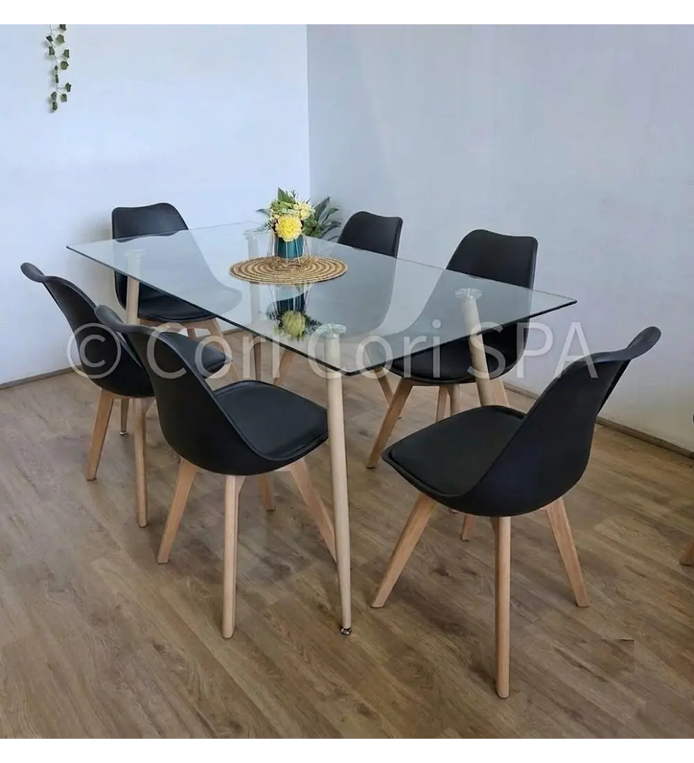 Comedor Rubi 120x80cms + 6 Sillas Tulip