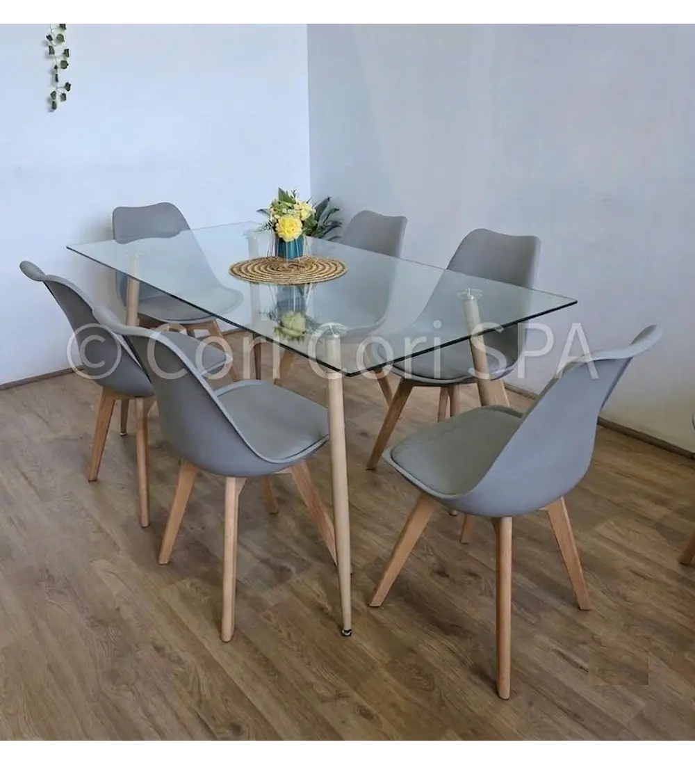 Comedor Rubi 120x80cms + 6 Sillas Tulip