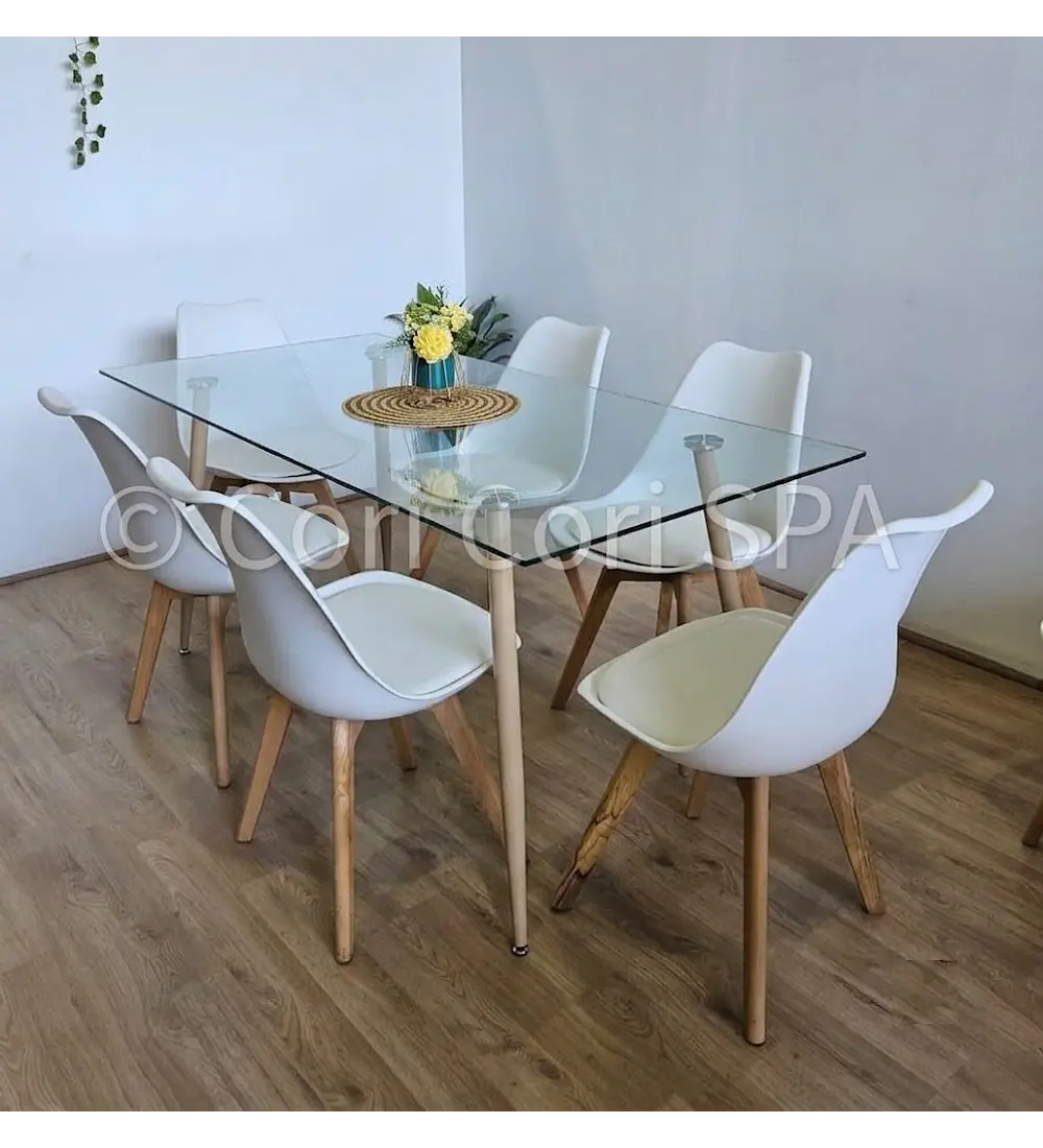 Comedor Rubi 120x80cms + 6 Sillas Tulip
