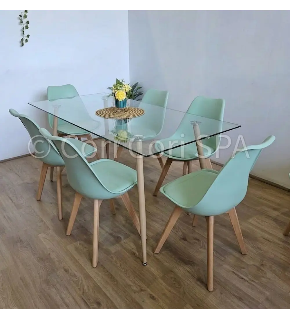 Comedor Rubi 120x80cms + 6 Sillas Tulip