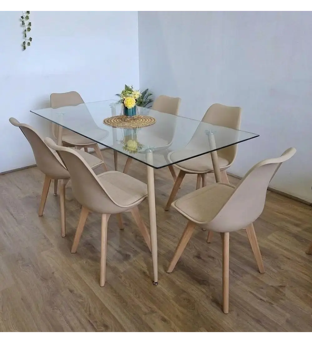 Comedor Rubi 120x80cms + 6 Sillas Tulip