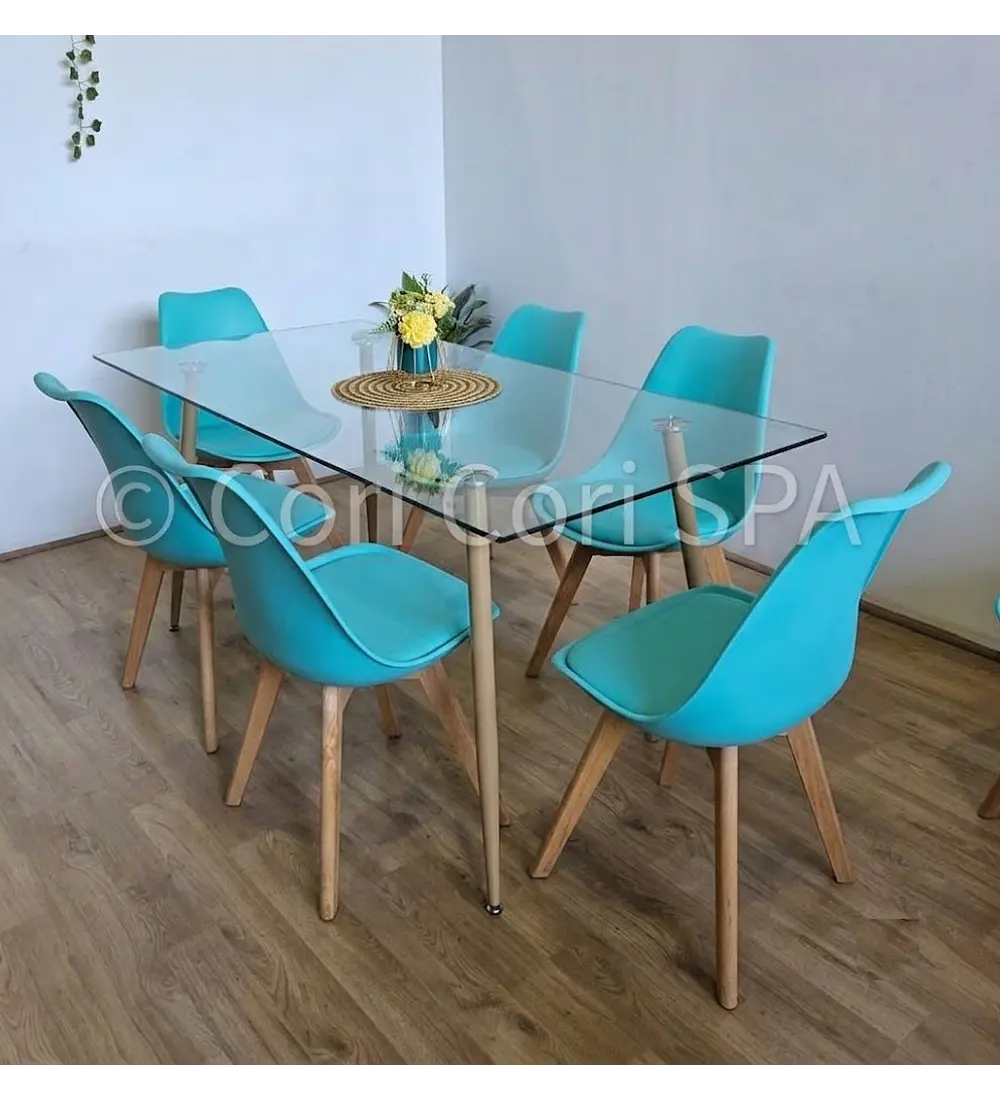 Comedor Rubi 120x80cms + 6 Sillas Tulip