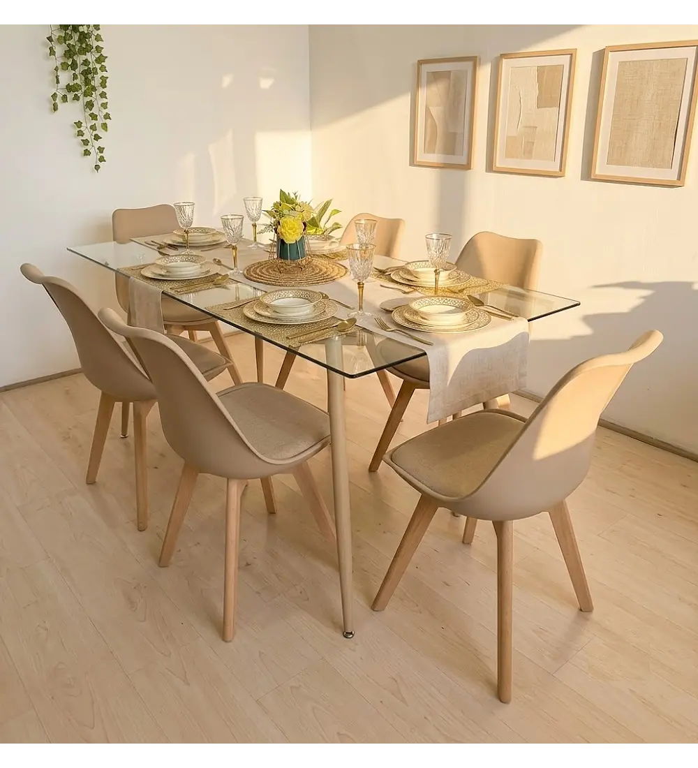 Comedor Rubi 120x80cms + 6 Sillas Tulip