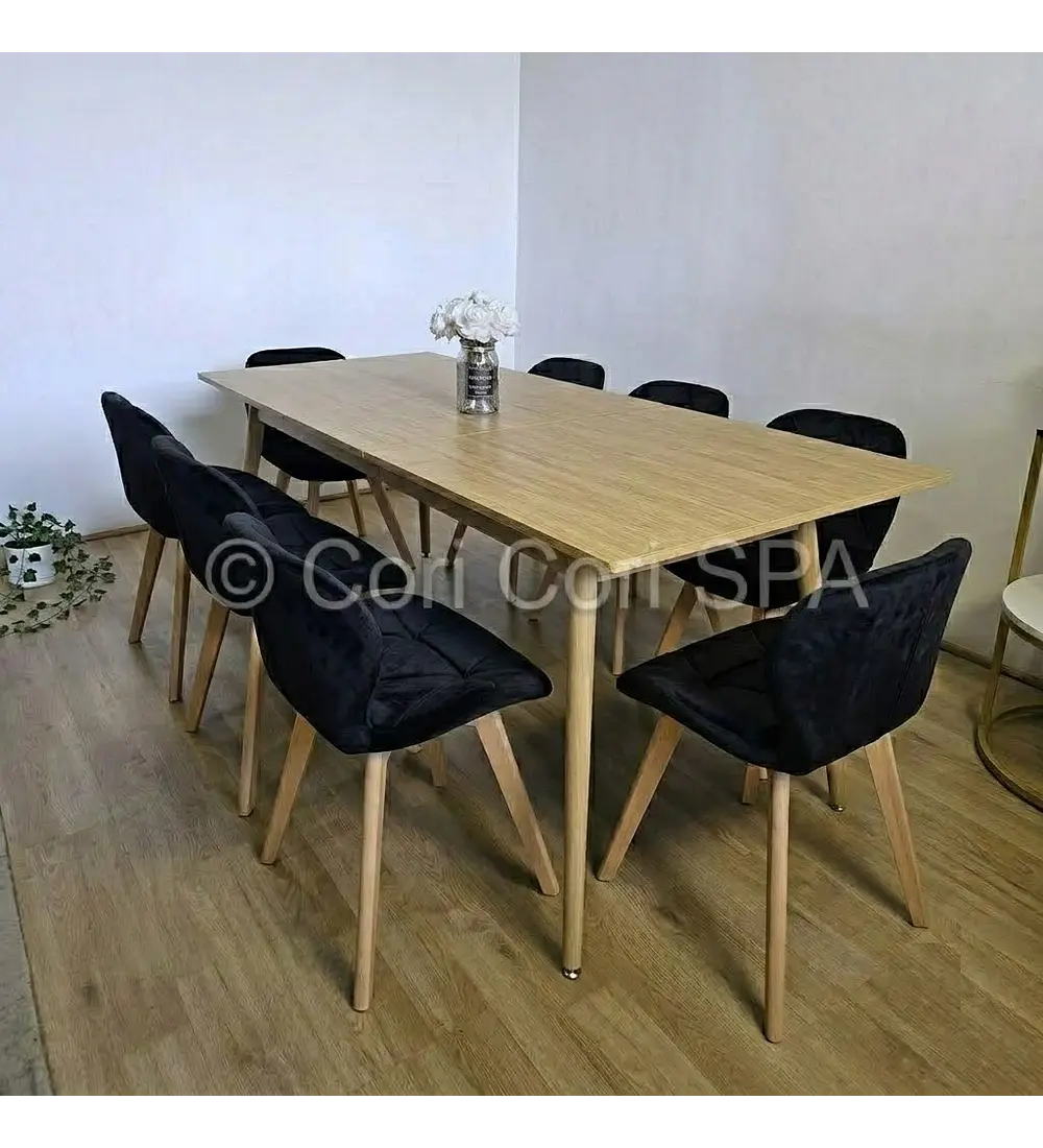 Comedor Zeus Expandible Rectangular + 8 Sillas Mariposas Velvet 