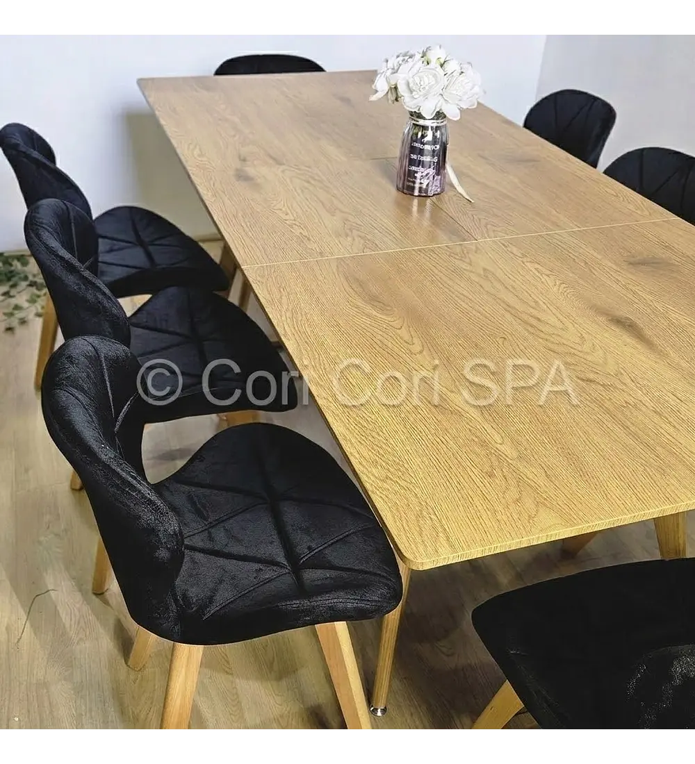 Comedor Zeus Expandible Rectangular + 8 Sillas Mariposas Velvet 