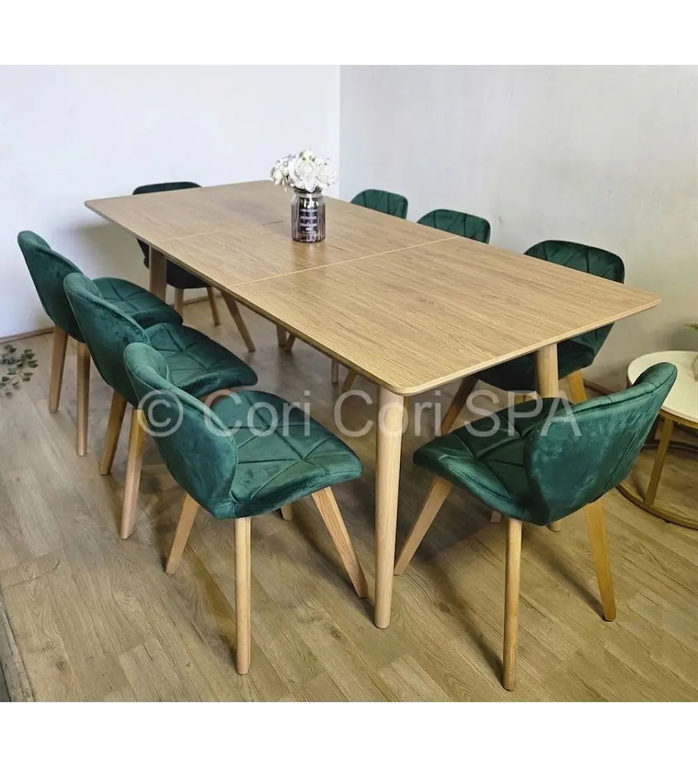 Comedor Zeus Expandible Rectangular + 8 Sillas Mariposas Velvet 