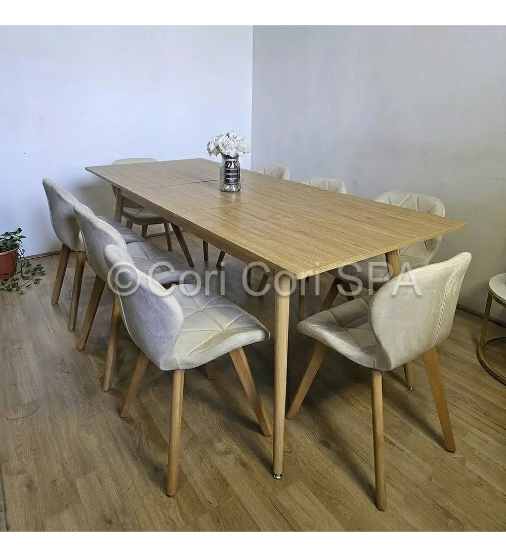 Comedor Zeus Expandible Rectangular + 8 Sillas Mariposas Velvet 