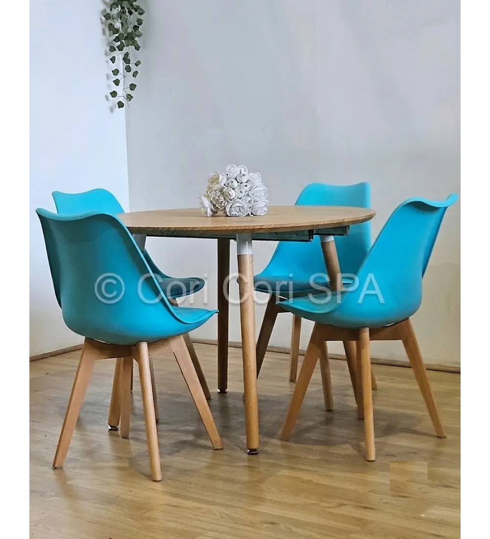 Comedor Mesa Expandible (100 - 180cms) + 4 Sillas Tulip