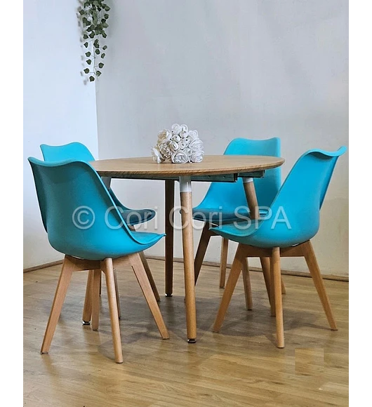 Comedor Mesa Expandible (100 - 180cms) + 4 Sillas Tulip