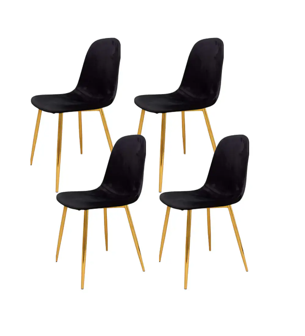 Comedor Rubi Gold 120x80cms + 4 Sillas Scoop Velvet Gold