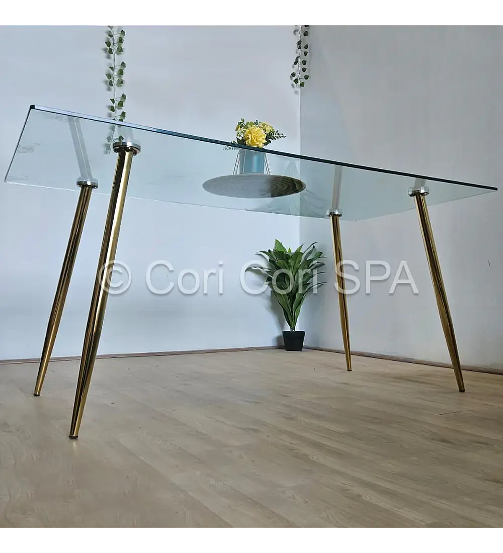 Comedor Rubi Gold 120x80cms + 4 Sillas Scoop Velvet Gold