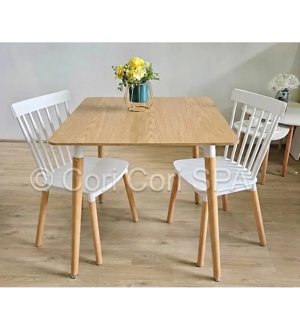 Comedor Melamina 80x80cms + 2 Sillas Windsor
