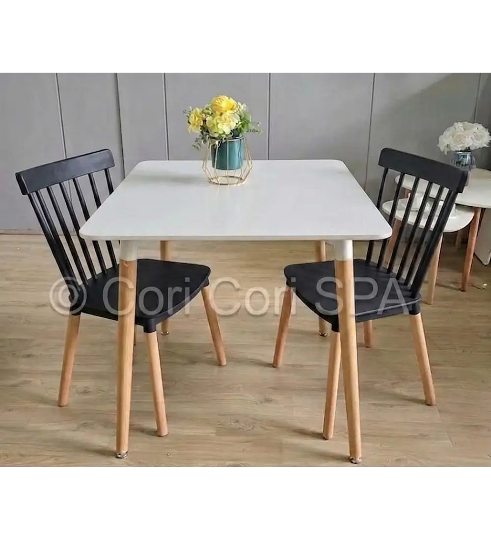 Comedor Melamina 80x80cms + 2 Sillas Windsor