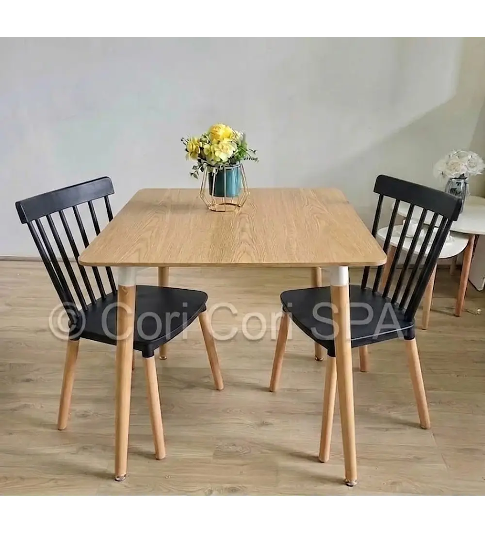 Comedor Melamina 80x80cms + 2 Sillas Windsor