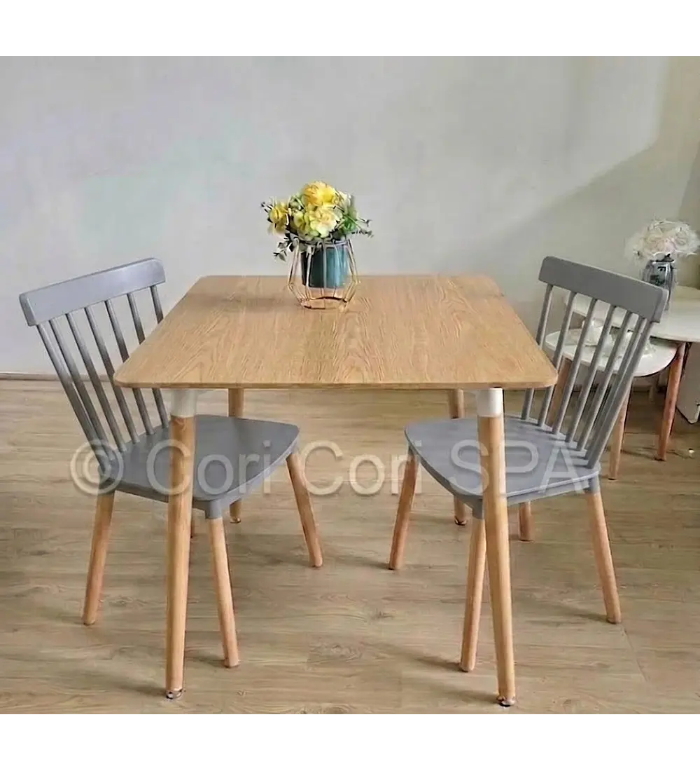 Comedor Melamina 80x80cms + 2 Sillas Windsor