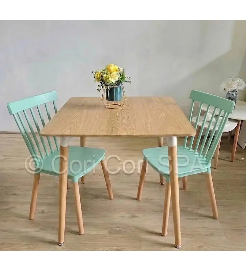 Comedor Melamina 80x80cms + 2 Sillas Windsor