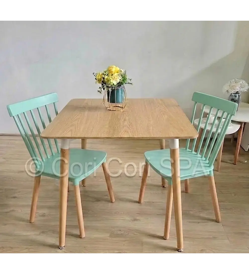 Comedor Melamina 80x80cms + 2 Sillas Windsor