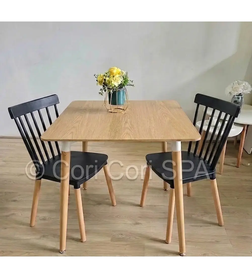 Comedor Melamina 80x80cms + 2 Sillas Windsor